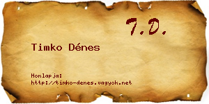 Timko Dénes névjegykártya